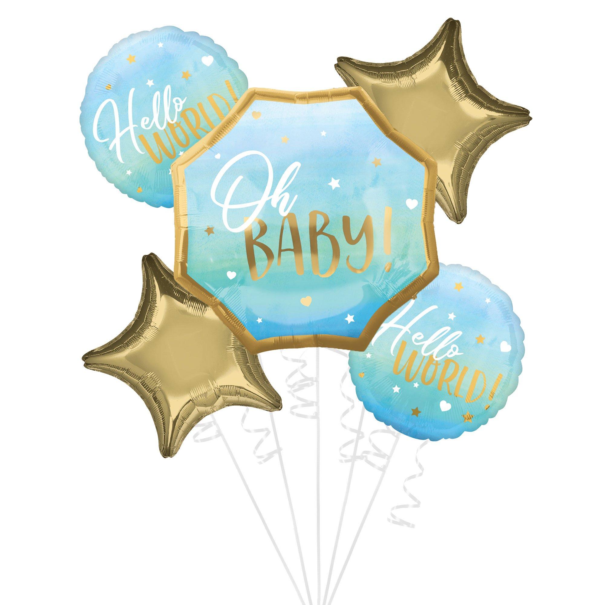 Blue Baby Boy Baby Shower Foil Balloon Bouquet